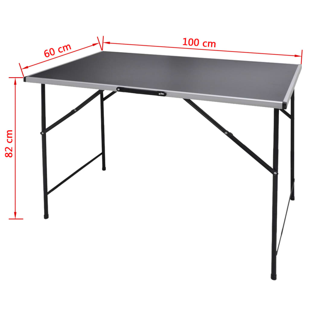 vidaXL Set 3 Tavoli da Lavoro Pieghevoli in MDF e Ferro 100x60x82 cm Nero - Image 5 of 5