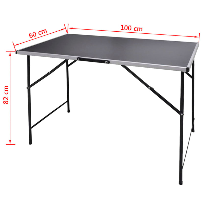 vidaXL Set 3 Tavoli da Lavoro Pieghevoli in MDF e Ferro 100x60x82 cm Nero - Image 5 of 5