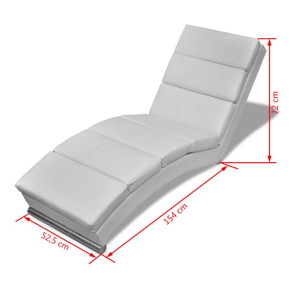 vidaXL Tumbona de Polipiel Blanca 154 x 52,5 x 72 cm - Image 3 of 3