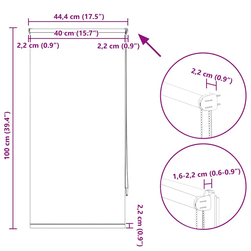 vidaXL Tenda a rullo oscurante 44,4x100 cm Tessuto Larghezza 40 cm Nero - Image 16 of 16