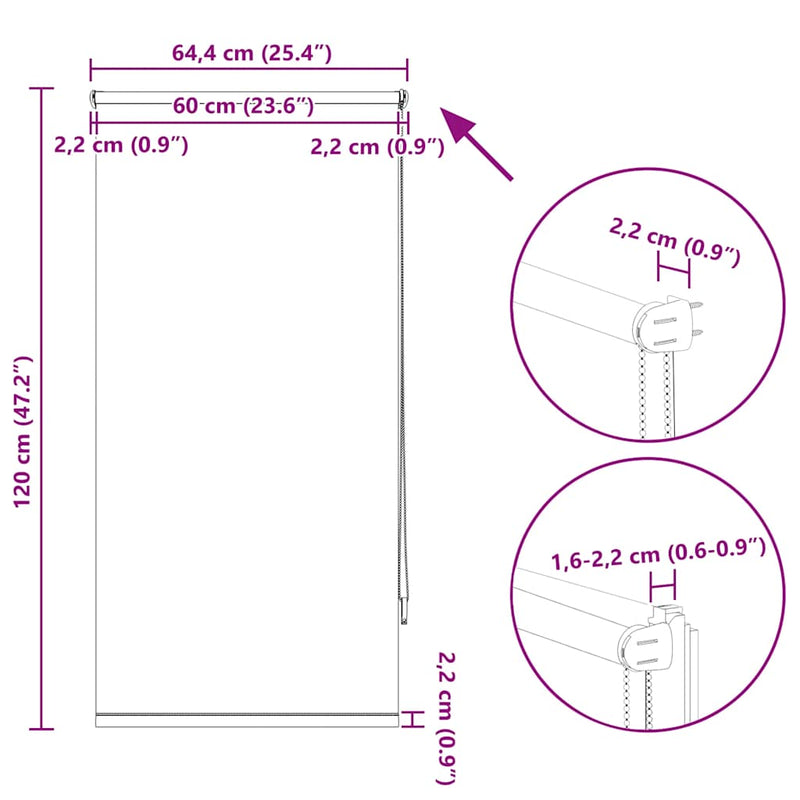 vidaXL Tenda a rullo oscurante 64,4x120 cm Tessuto Larghezza 60 cm Nero - Image 16 of 16