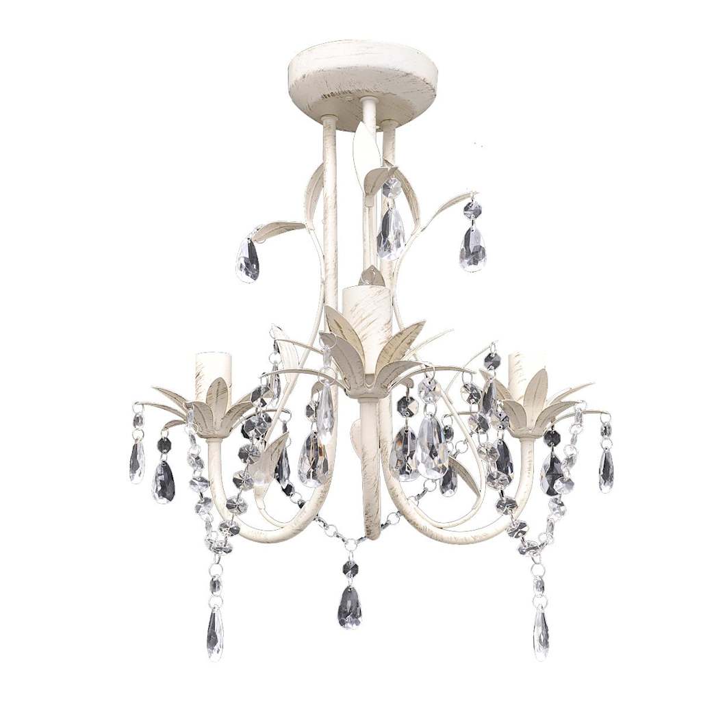 vidaXL Lampadario da Soffitto Cristallo Elegante Bianco - Image 2 of 4