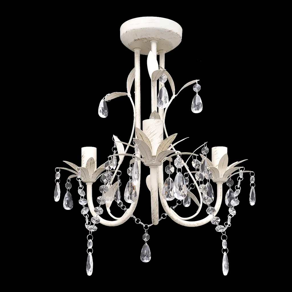 vidaXL Lampadario da Soffitto Cristallo Elegante Bianco - Image 1 of 4