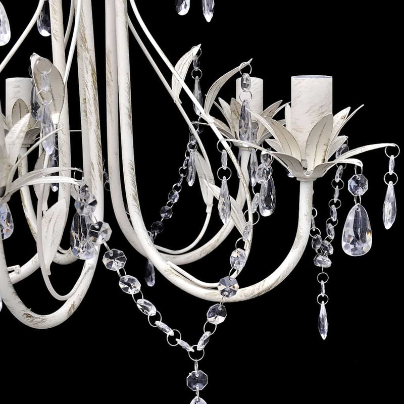 vidaXL Chandelier 5 Lamp Holders Acrylic Crystal 46 x 42.5 cm Antique White - Image 3 of 4