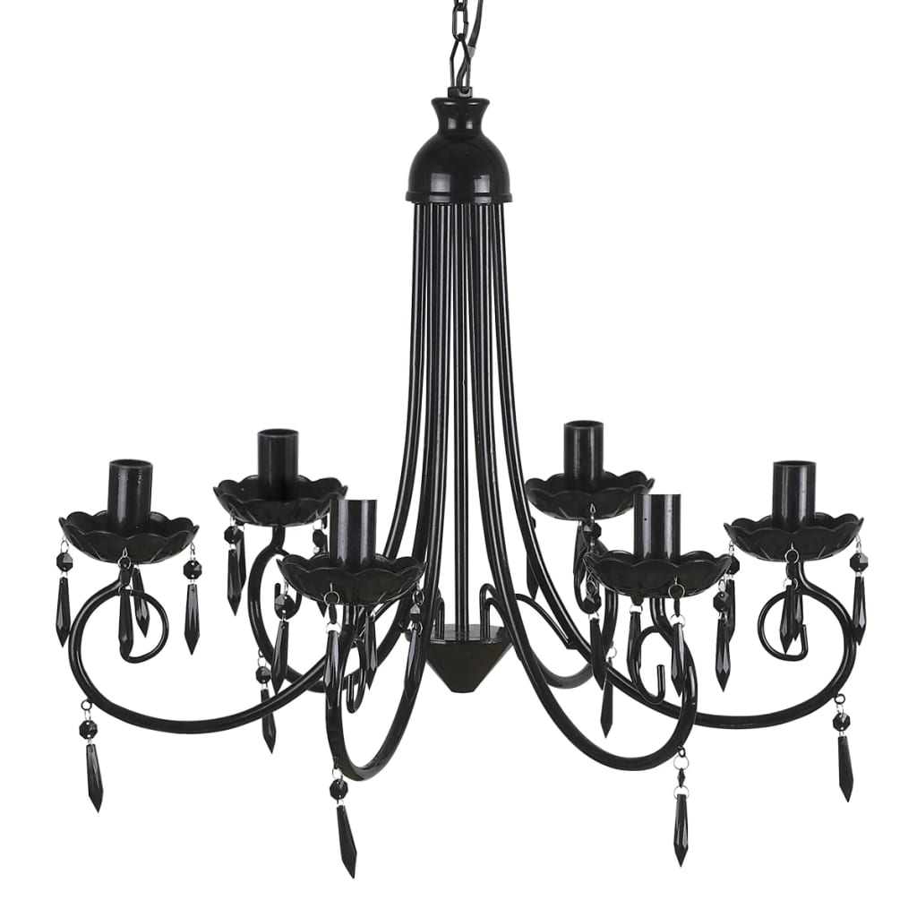 vidaXL Lampada da Soffitto Pendente 6 Portalampade 55,5 cm Nero - Image 1 of 3