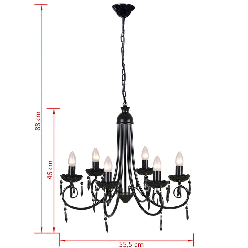 vidaXL Lampada da Soffitto Pendente 6 Portalampade 55,5 cm Nero - Image 3 of 3