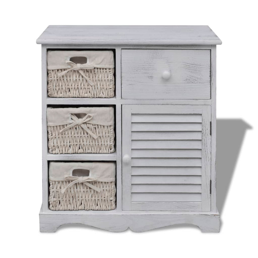 Armadietto in Legno con 3 Cestini Intrecciati Bianco - immagine 1 | SolPatio