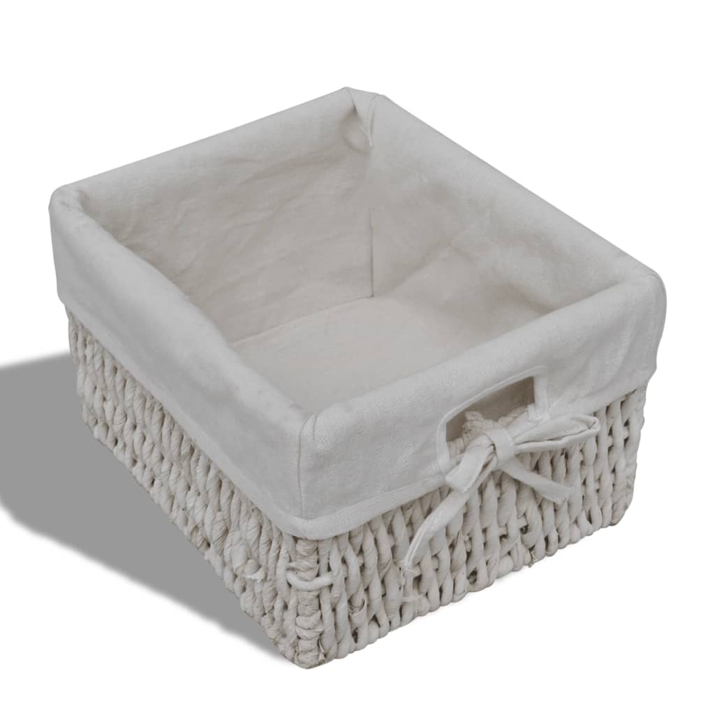 vidaXL Armario de Madera con 3 Cestas Trenzadas Blanco - Image 4 of 6