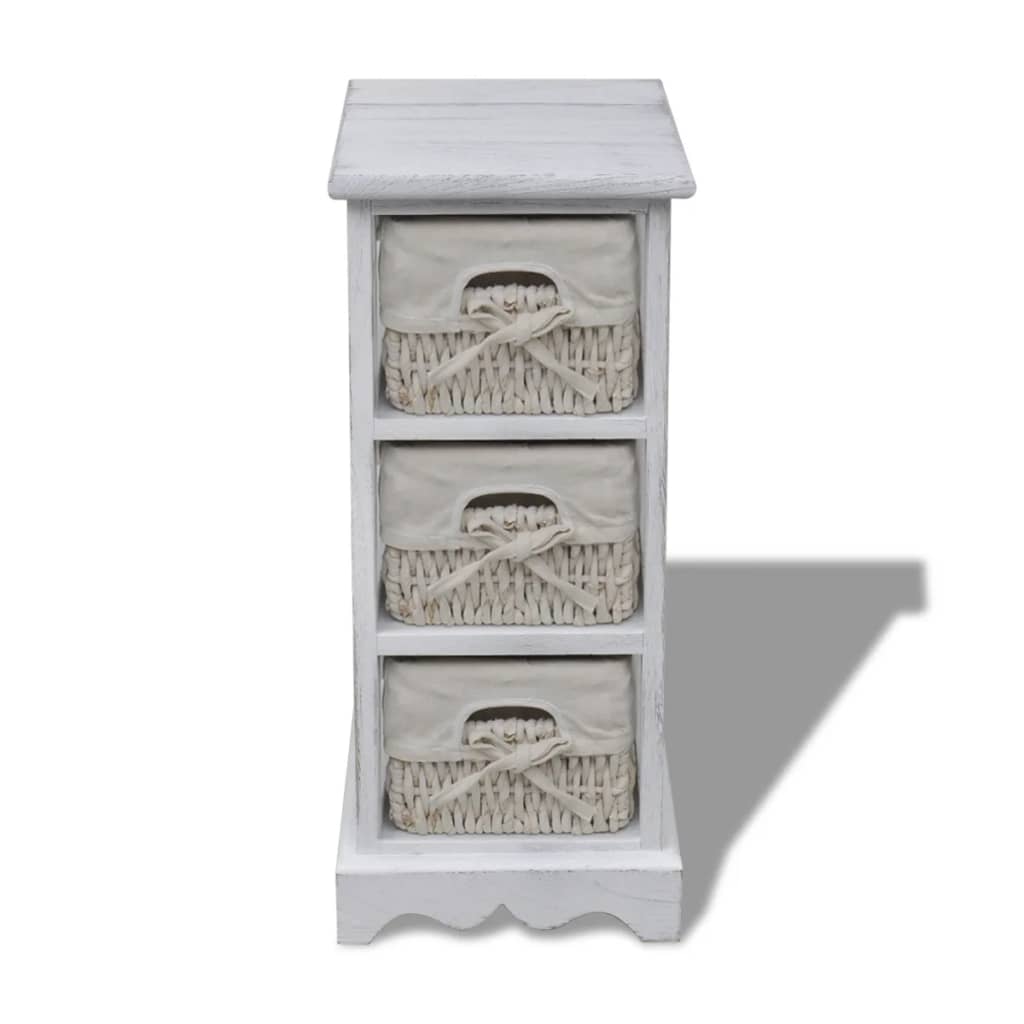vidaXL Estructura de Madera con 3 Cestas Trenzadas Blancas - Image 1 of 17
