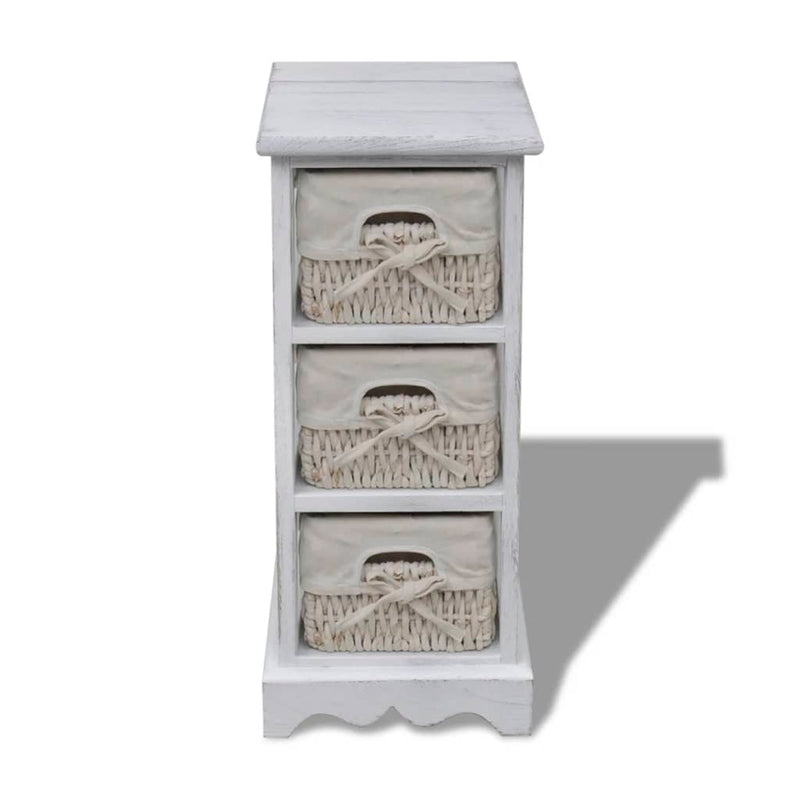 vidaXL Estructura de Madera con 3 Cestas Trenzadas Blancas - Image 1 of 17