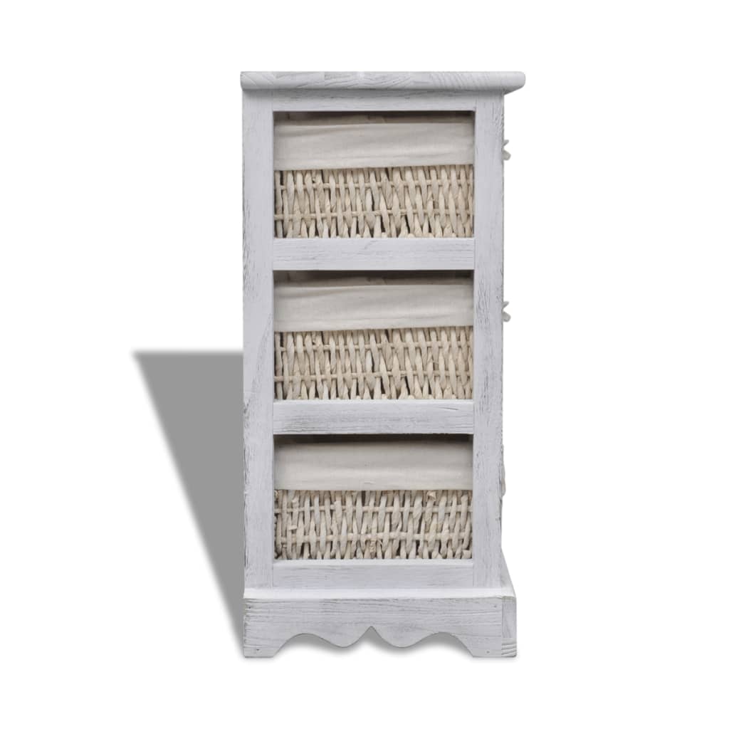 vidaXL Estructura de Madera con 3 Cestas Trenzadas Blancas - Image 12 of 17
