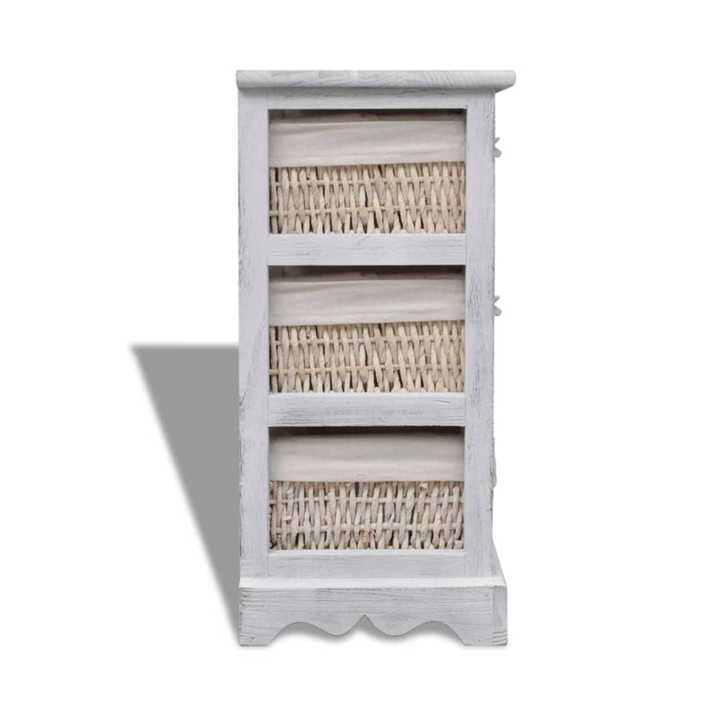 vidaXL Estructura de Madera con 3 Cestas Trenzadas Blancas - Image 12 of 17