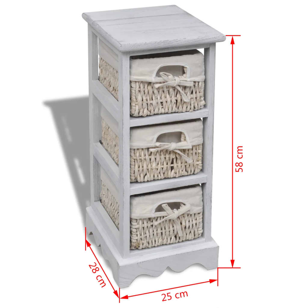 vidaXL Estructura de Madera con 3 Cestas Trenzadas Blancas - Image 15 of 17
