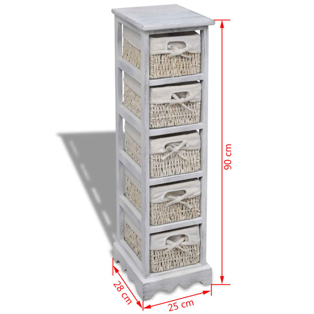 vidaXL Estructura de Madera con 3 Cestas Trenzadas Blancas - Image 13 of 17