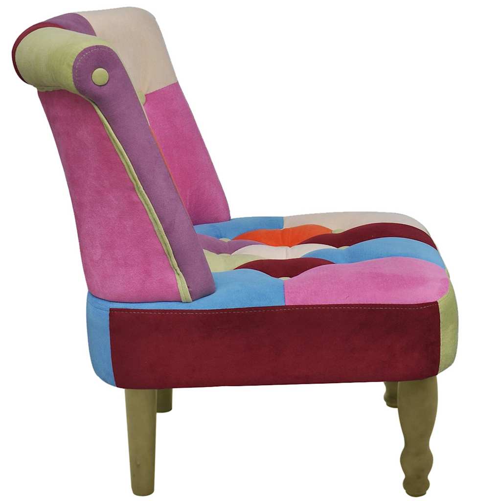 Poltrona Francese Design Patchwork in Tessuto 52 x 64 x 70 cm Multicolore - immagine 2 | SolPatio - Image 2 of 4