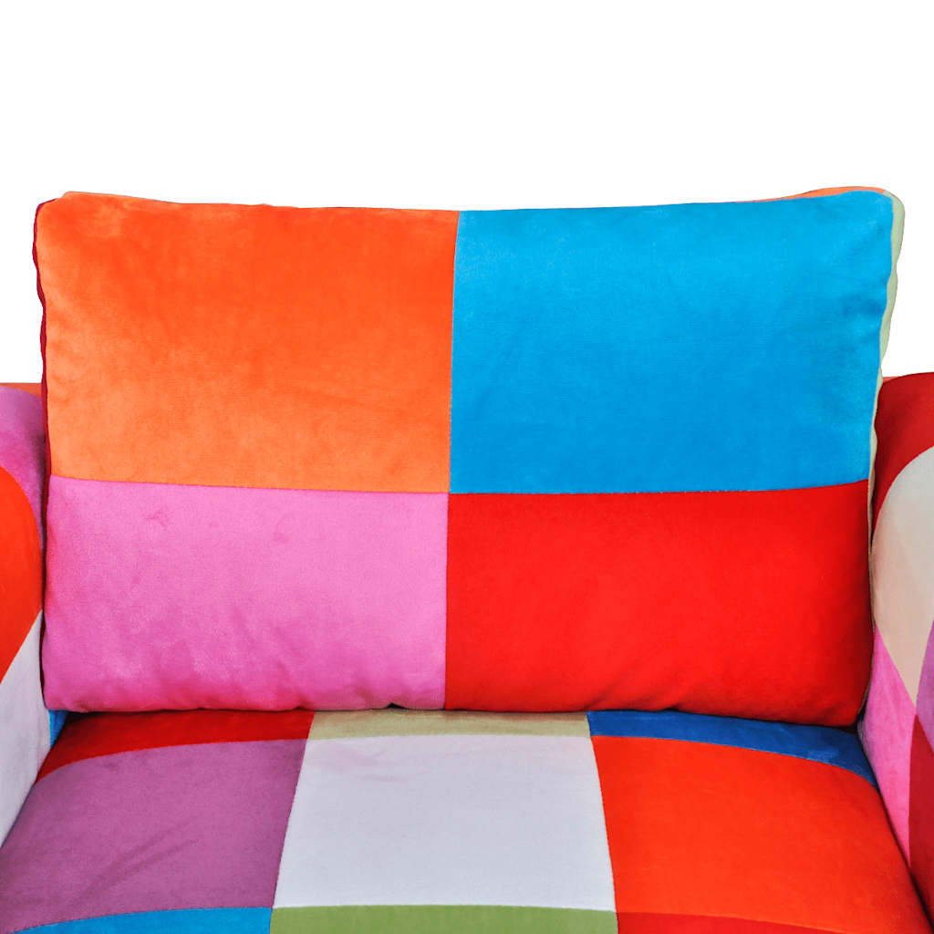 vidaXL Sillón Cúbico de Tela Patchwork, Patas Cromadas, 85,5 x 63 x 74 cm, Multicolor - Image 5 of 7
