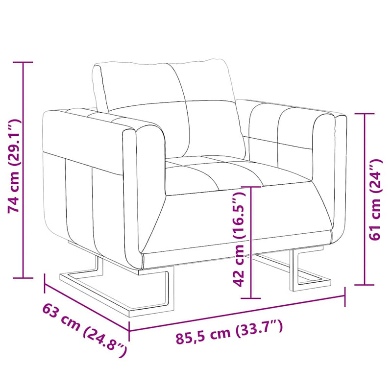 vidaXL Sillón de bañera de cuero sintético y patas cromadas 85,5 x 63 cm Marrón - Image 6 of 7