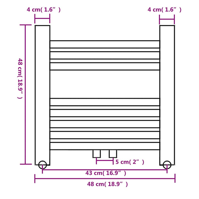 vidaXL Radiatore Centrale Portasciugamano Dritto 480 x 480 mm - Image 6 of 6