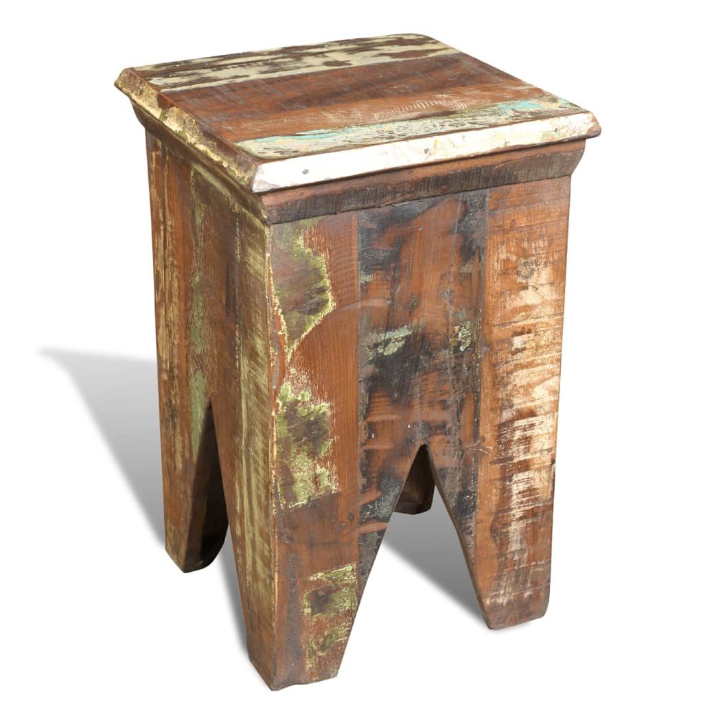 vidaXL Solid Reclaimed Wood Stool 30 x 30 x 45 cm Brown - Image 2 of 5