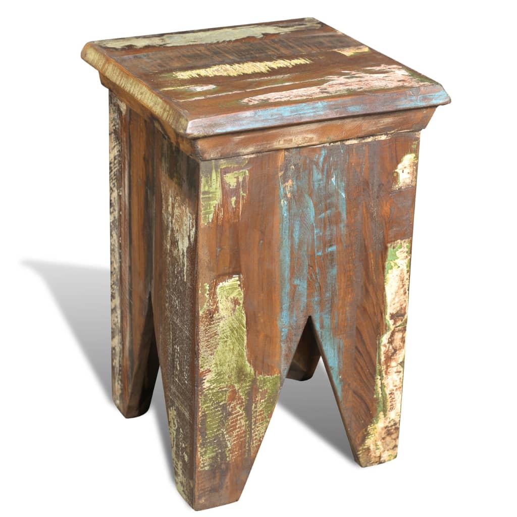 vidaXL Solid Reclaimed Wood Stool 30 x 30 x 45 cm Brown - Image 3 of 5