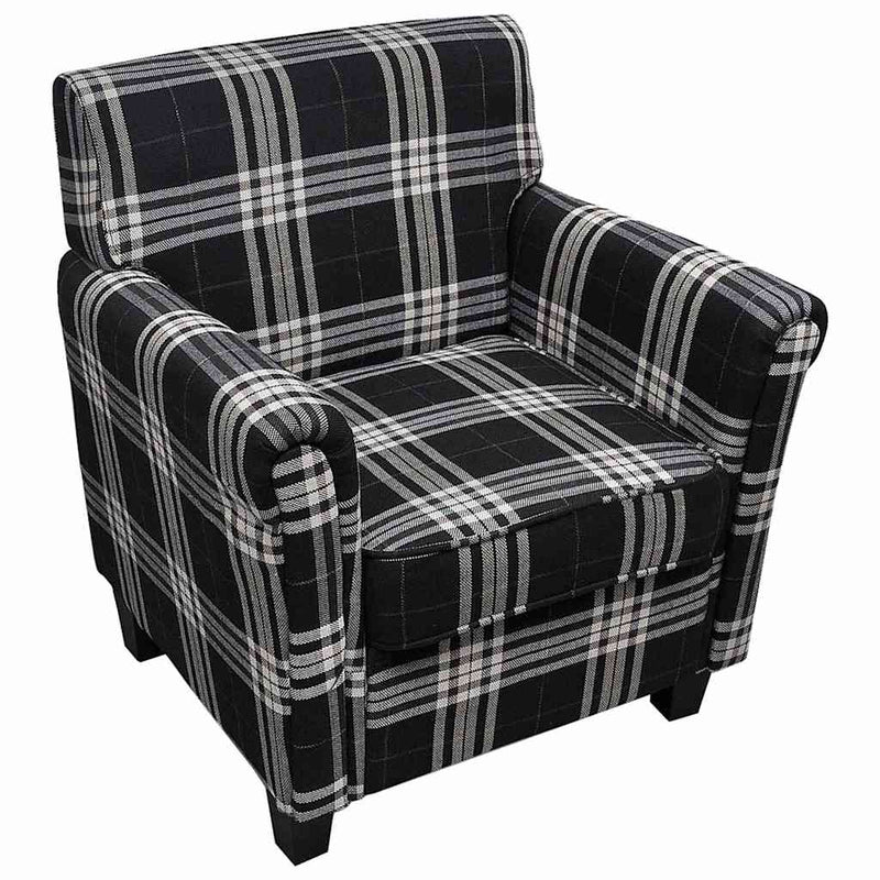 Poltrona con Cuscino in Tessuto e Telaio in Legno, 67,5 x 71 x 75,5 cm, Nero - immagine 2 | SolPatio - Image 2 of 6