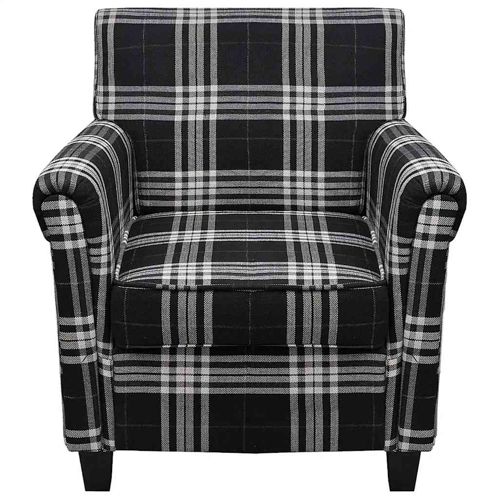 Poltrona con Cuscino in Tessuto e Telaio in Legno, 67,5 x 71 x 75,5 cm, Nero - immagine 3 | SolPatio - Image 3 of 6