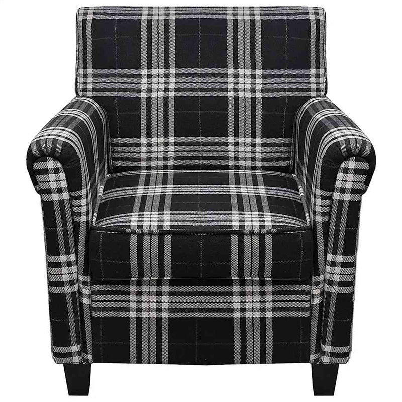 Poltrona con Cuscino in Tessuto e Telaio in Legno, 67,5 x 71 x 75,5 cm, Nero - immagine 3 | SolPatio - Image 3 of 6
