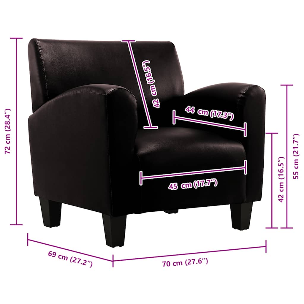 vidaXL Faux Leather Armchair 70 x 69 x 72 cm Dark Brown - Image 7 of 8