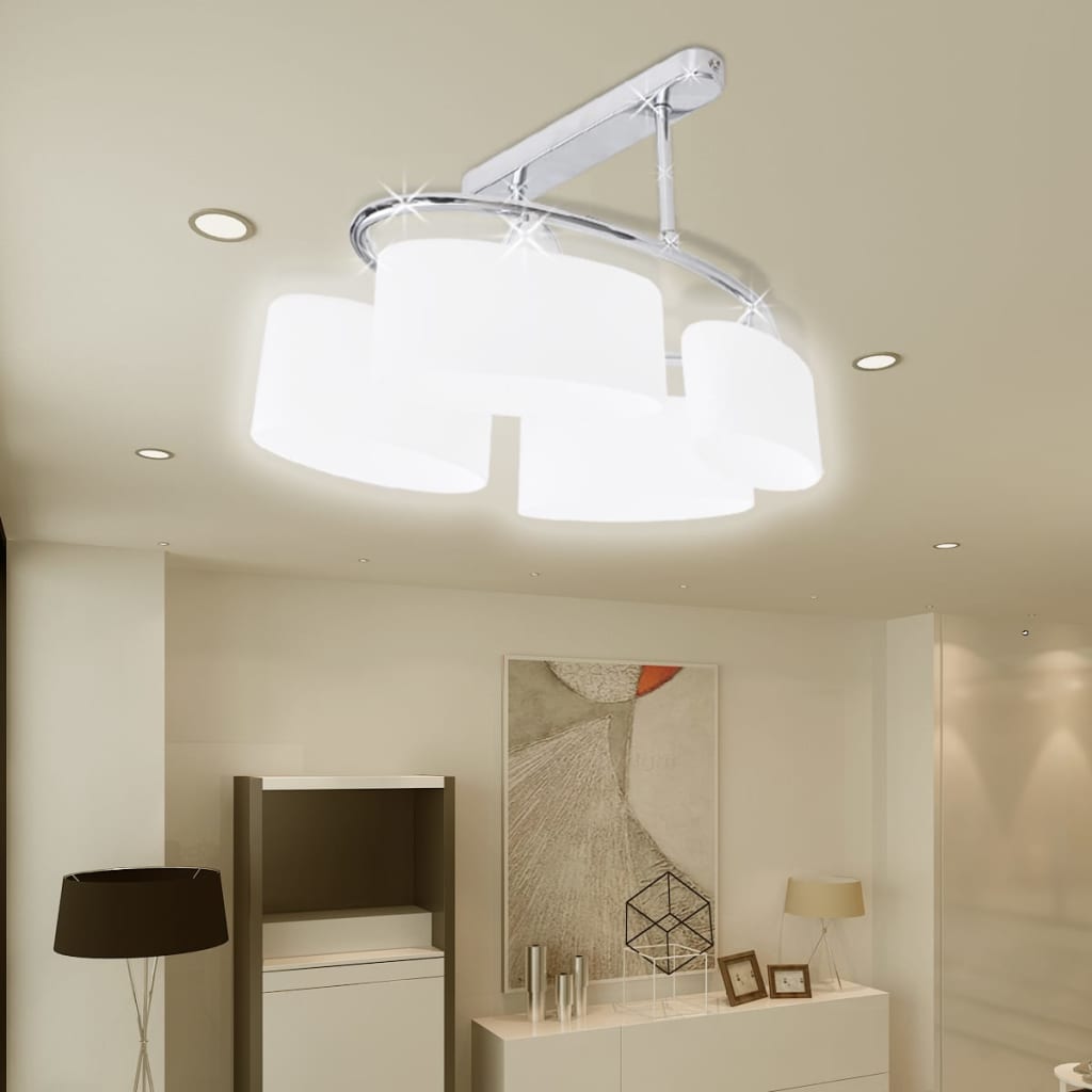 Lampada da Soffitto Moderna con 4 Paralumi Ellissoidali in Vetro Cromato E14- - Image 4 of 5