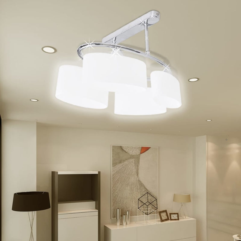 Lampada da Soffitto Moderna con 4 Paralumi Ellissoidali in Vetro Cromato E14- - Image 4 of 5