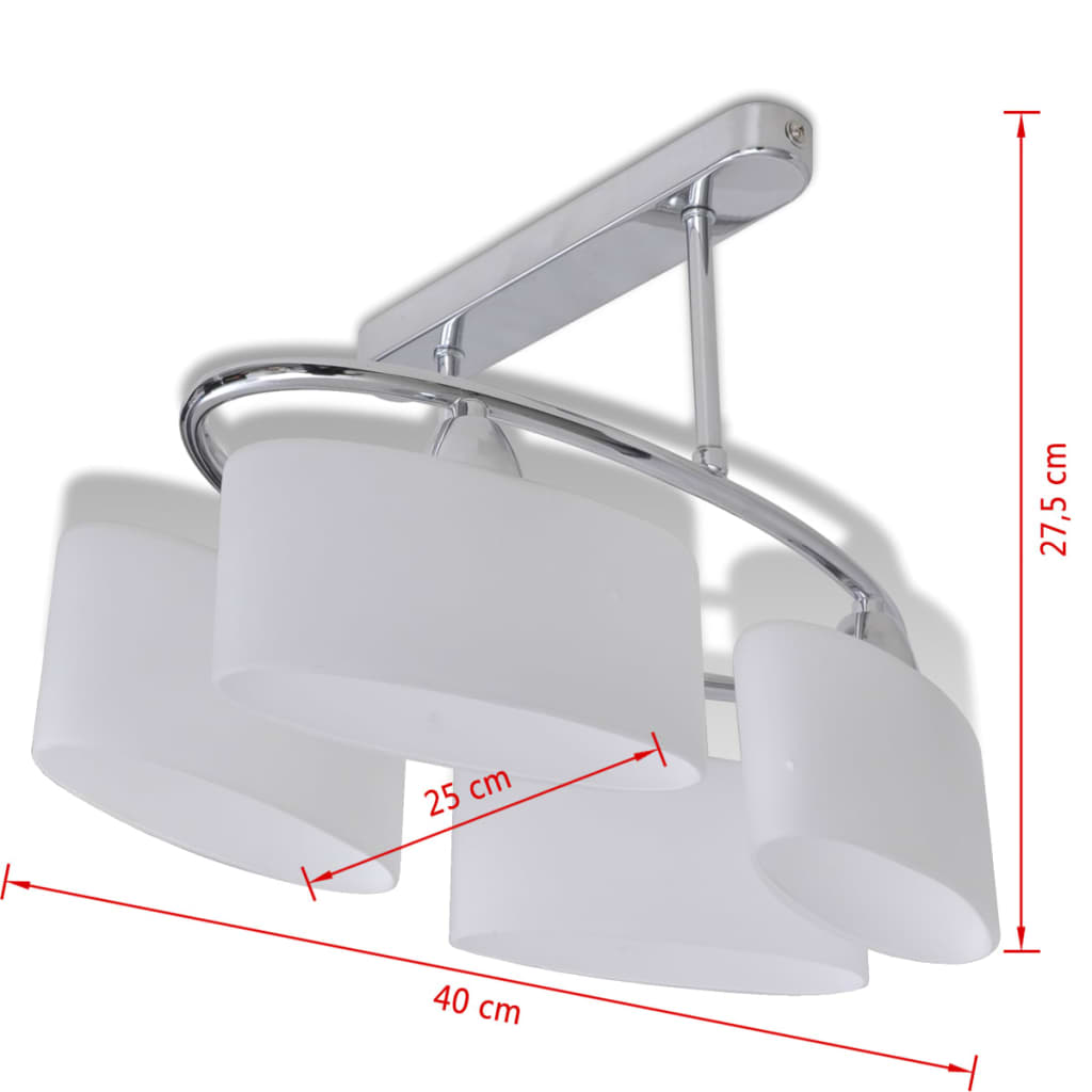 Lampada da Soffitto Moderna con 4 Paralumi Ellissoidali in Vetro Cromato E14- - Image 5 of 5