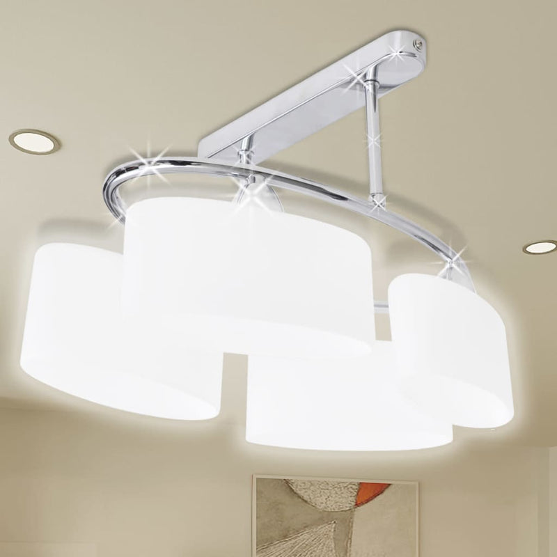 Lampada da Soffitto Moderna con 4 Paralumi Ellissoidali in Vetro Cromato E14- - Image 1 of 5