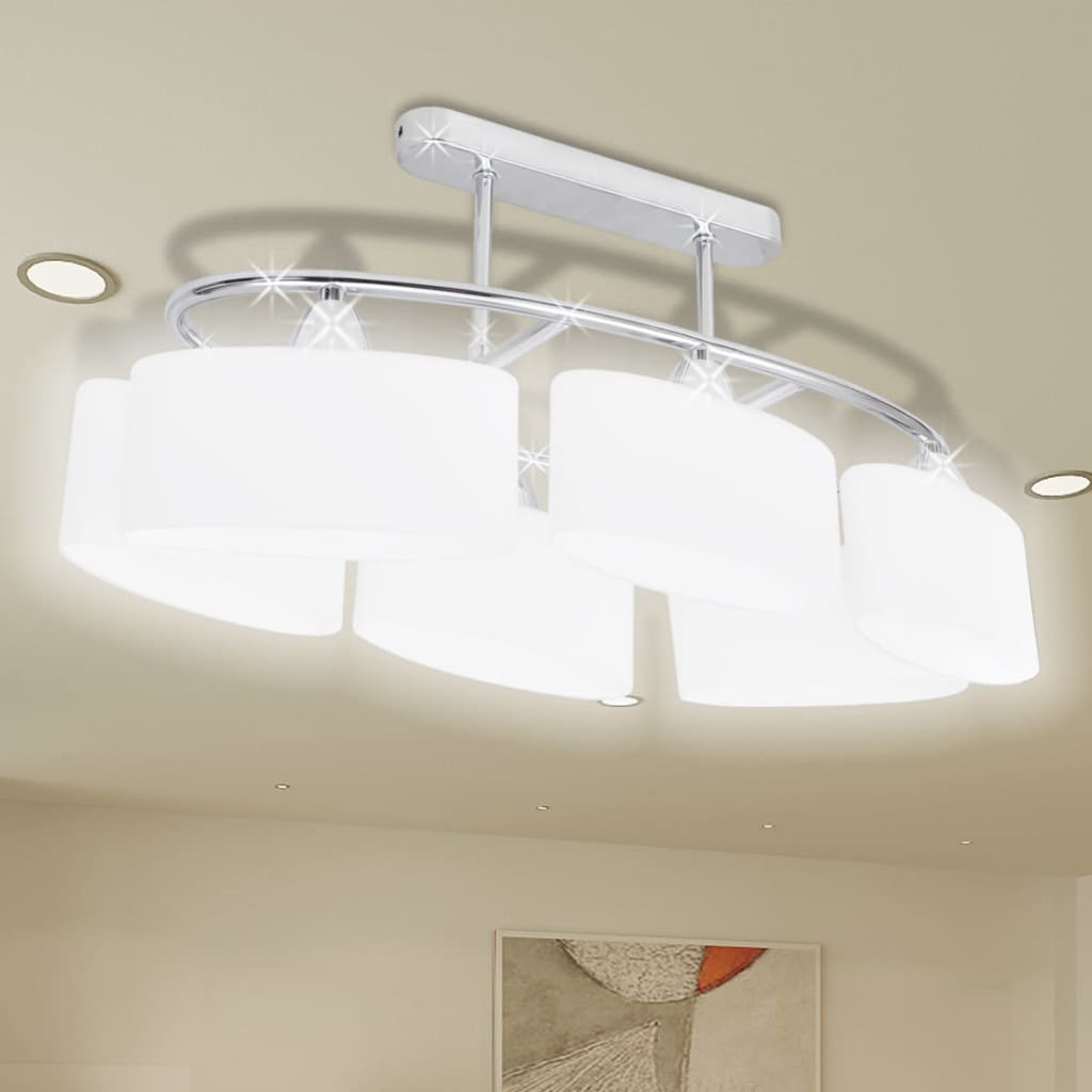 Modern Ceiling Light with 6 Ellipsoidal Glass E14 Lights - Image 1 of 5