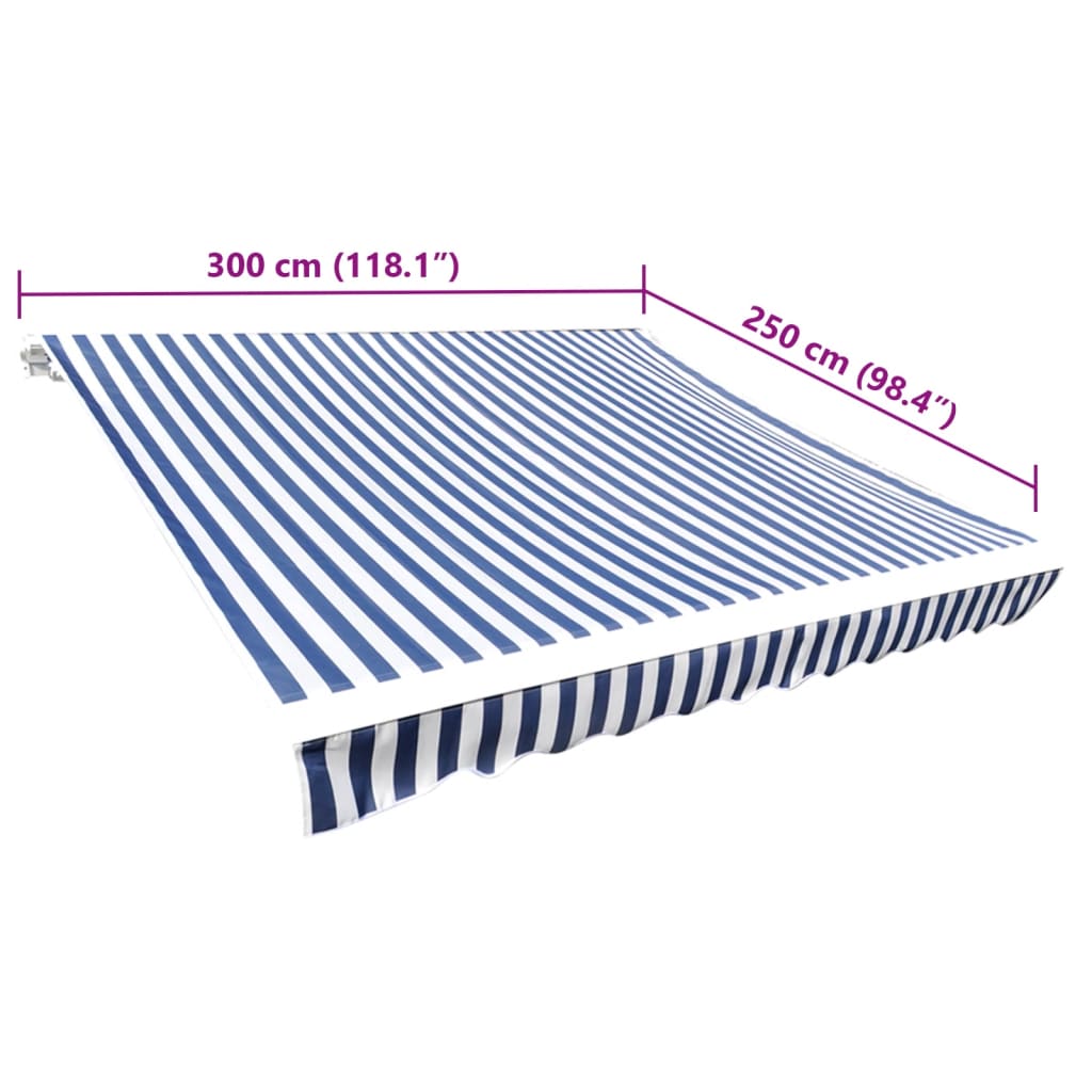 vidaXL Replacement Awning Fabric 100% Polyester 3 x 2.5 m Blue/White - Image 3 of 3