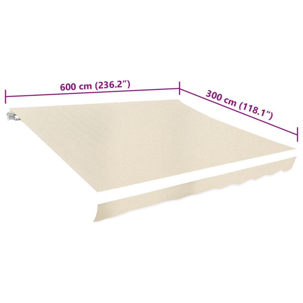 vidaXL Telo di Ricambio Tenda Parasole Poliestere 6x3m Crema - Image 3 of 3