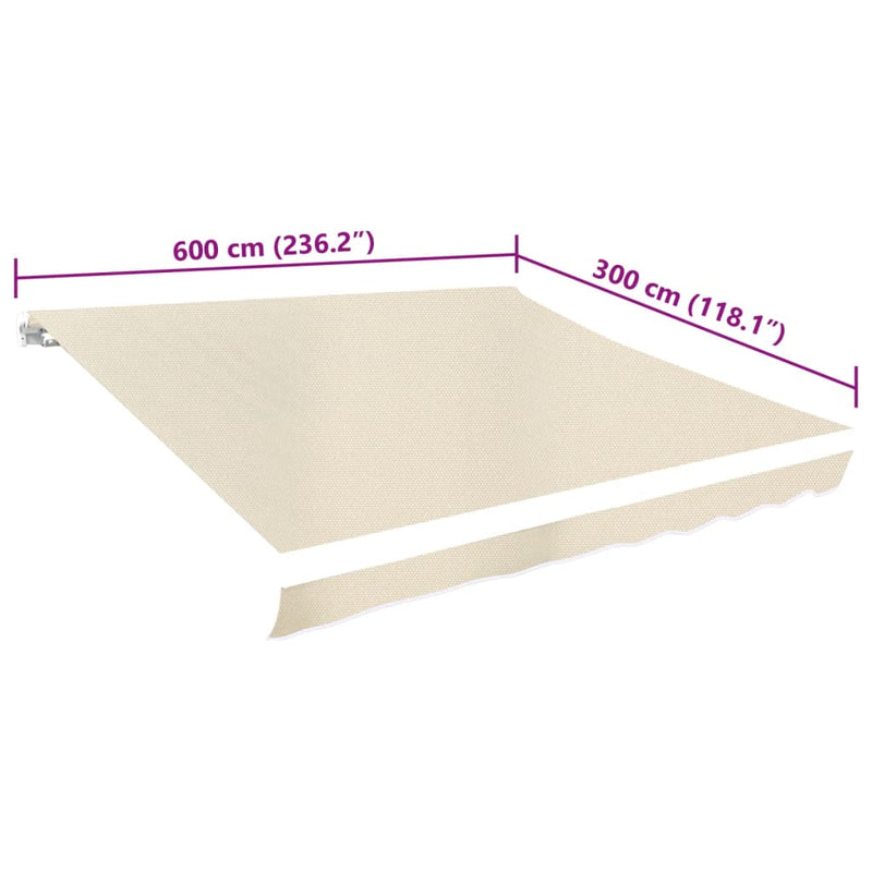 vidaXL Telo di Ricambio Tenda Parasole Poliestere 6x3m Crema - Image 3 of 3