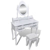 vidaXL Dressing Table with Mirror and Stool 7 Drawers White - Image 2 of 9
