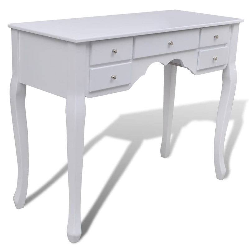 vidaXL Dressing Table with Mirror and Stool 7 Drawers White - Image 3 of 9