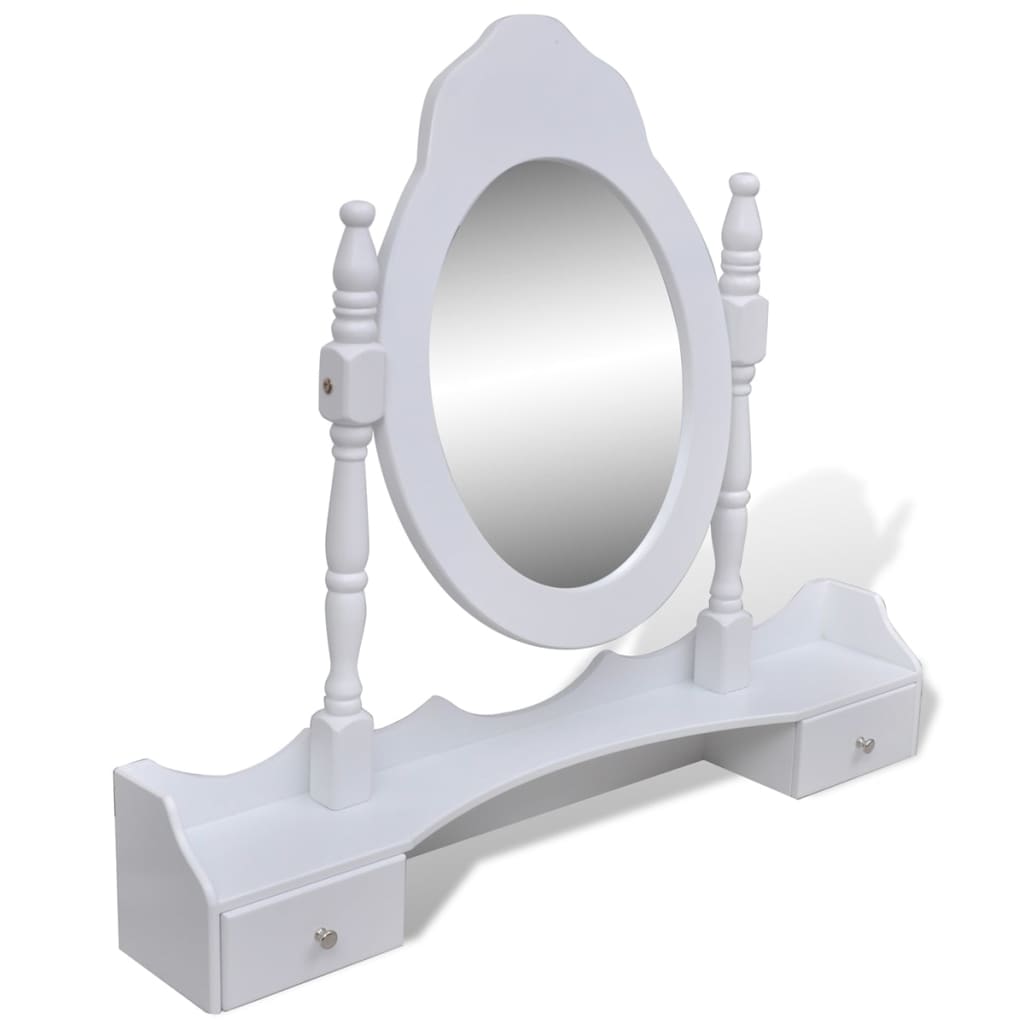 vidaXL Dressing Table with Mirror and Stool 7 Drawers White - Image 4 of 9