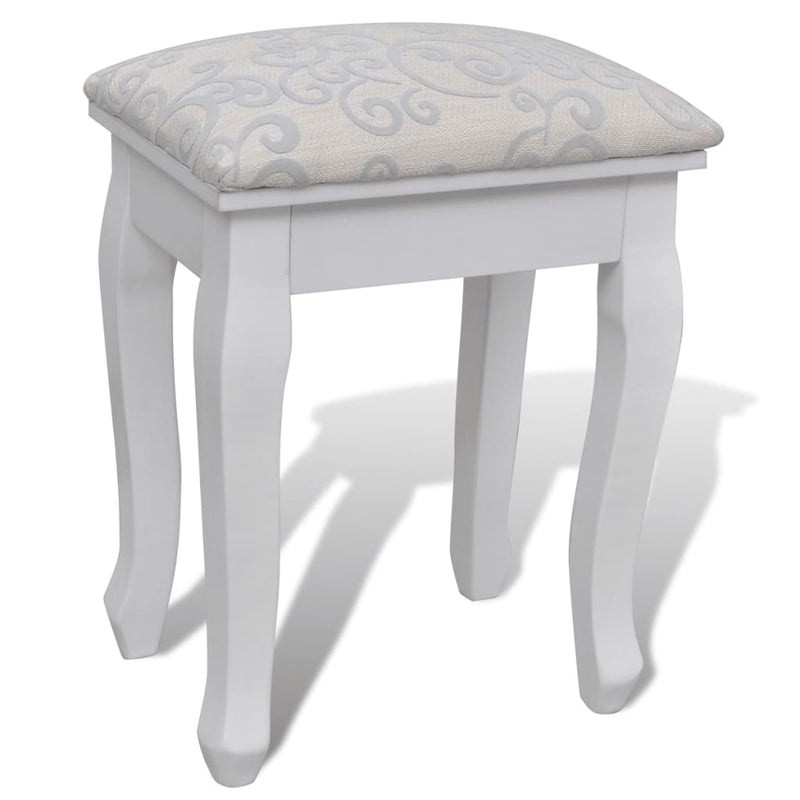 vidaXL Dressing Table with Mirror and Stool 7 Drawers White - Image 5 of 9