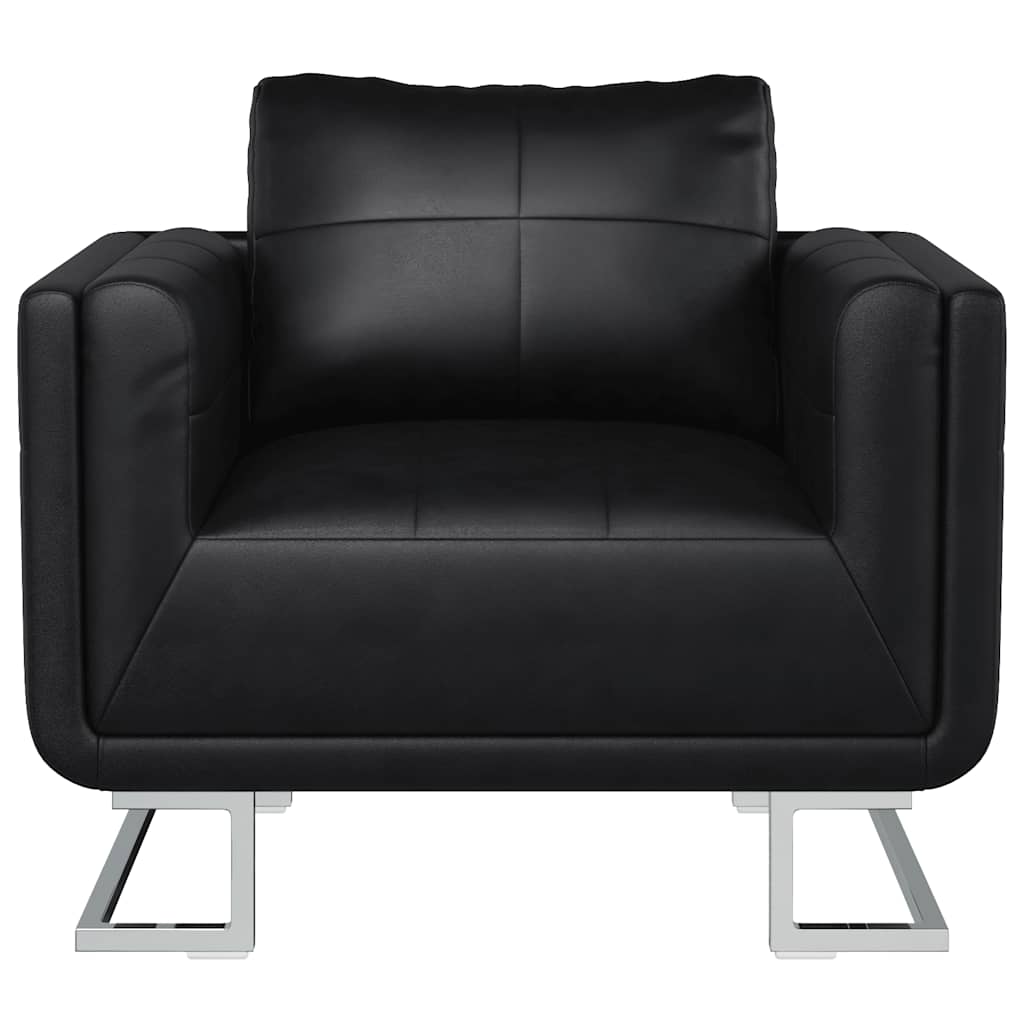 Poltrona a Pozzetto con Gambe Cromate Nera in Similpelle - immagine 5 | SolPatio - Image 5 of 13