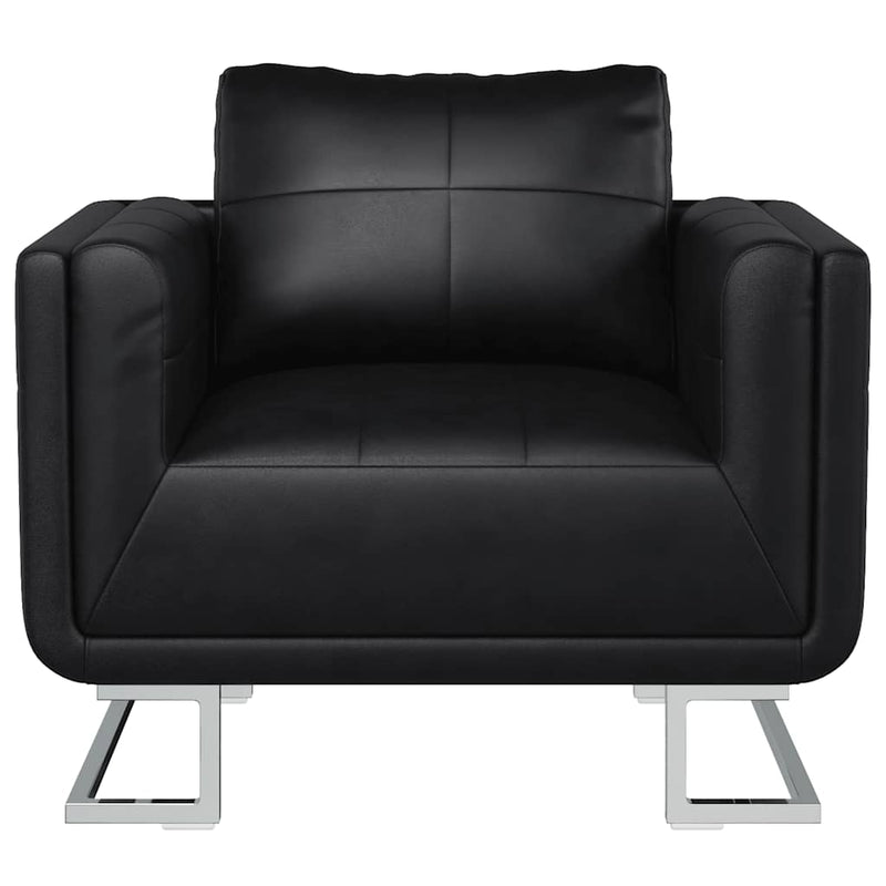 Poltrona a Pozzetto con Gambe Cromate Nera in Similpelle - immagine 5 | SolPatio - Image 5 of 13