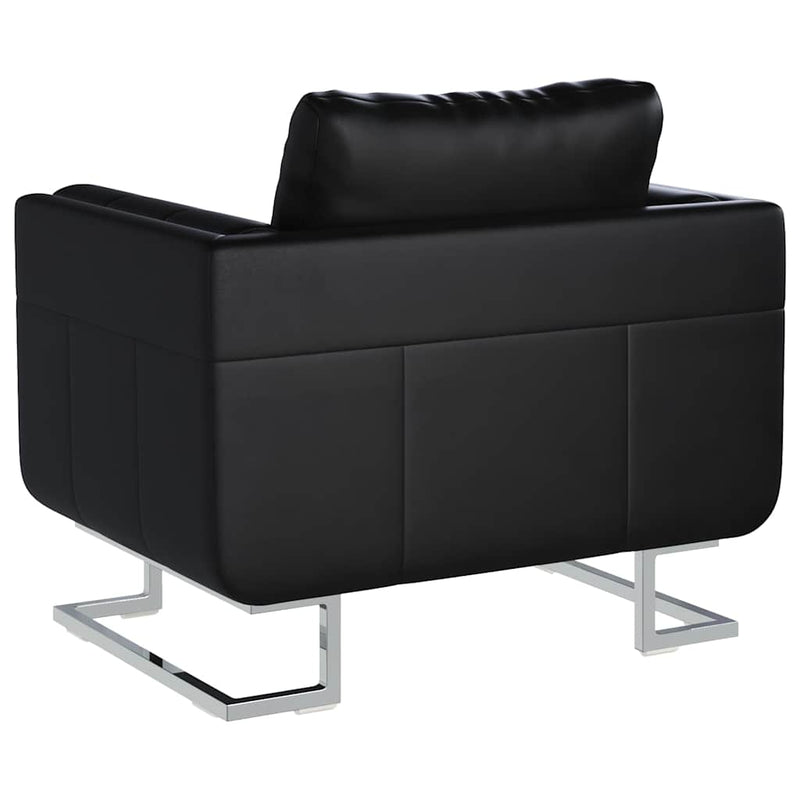 Poltrona a Pozzetto con Gambe Cromate Nera in Similpelle - immagine 8 | SolPatio - Image 8 of 13