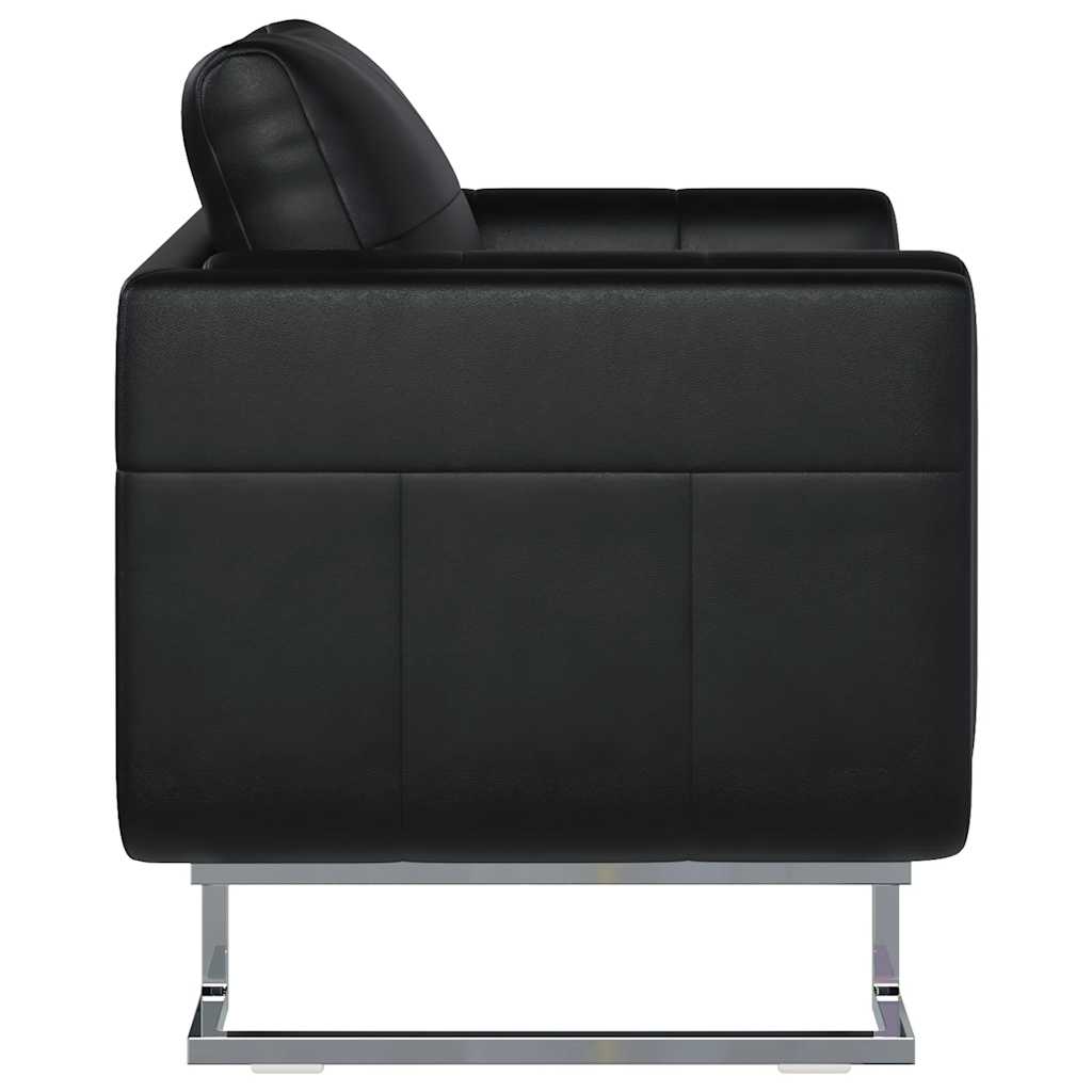 Poltrona a Pozzetto con Gambe Cromate Nera in Similpelle - immagine 10 | SolPatio - Image 10 of 13