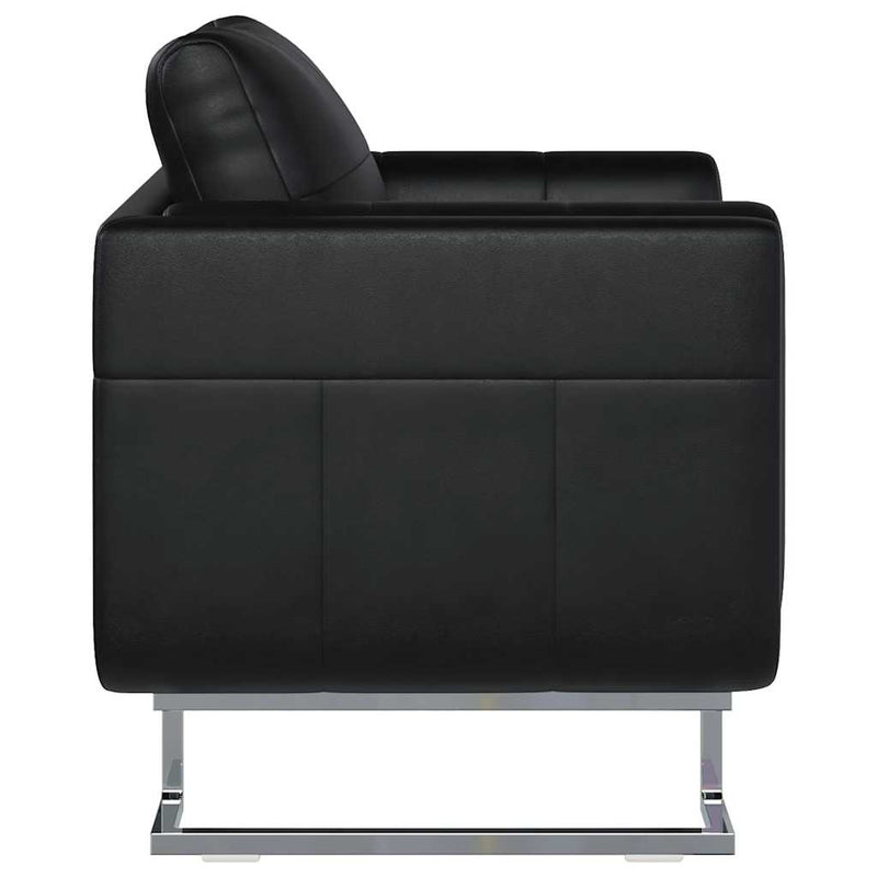 Poltrona a Pozzetto con Gambe Cromate Nera in Similpelle - immagine 10 | SolPatio - Image 10 of 13