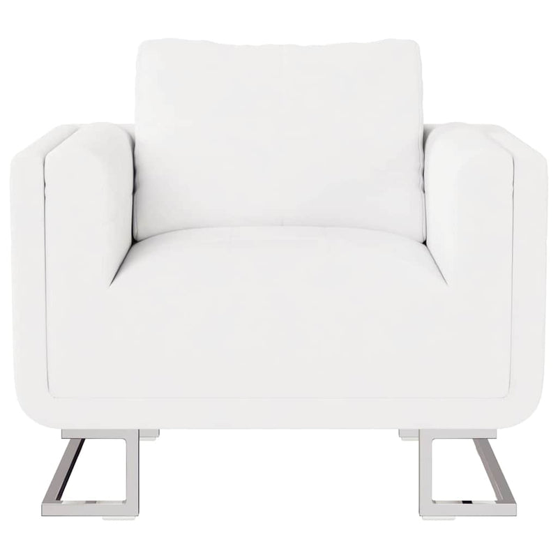 vidaXL Sillón de cubeta con tapizado de 72% PVC, estructura de madera, 85,5 x 63 x 74 cm, Blanco - Image 5 of 12