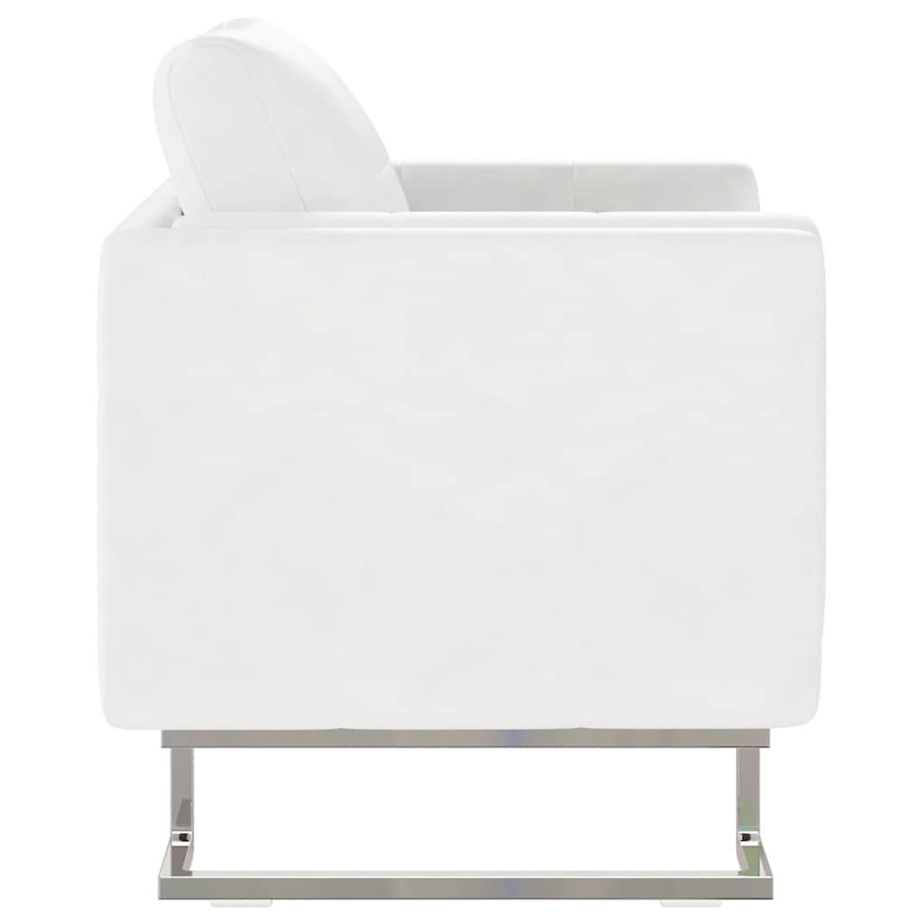 vidaXL Sillón de cubeta con tapizado de 72% PVC, estructura de madera, 85,5 x 63 x 74 cm, Blanco - Image 7 of 12