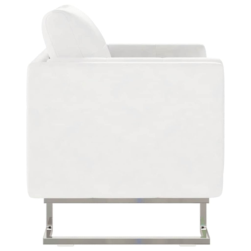 vidaXL Sillón de cubeta con tapizado de 72% PVC, estructura de madera, 85,5 x 63 x 74 cm, Blanco - Image 7 of 12