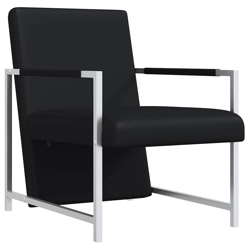 vidaXL Poltrona con Gambe Cromate Nera in Similpelle - Image 2 of 6
