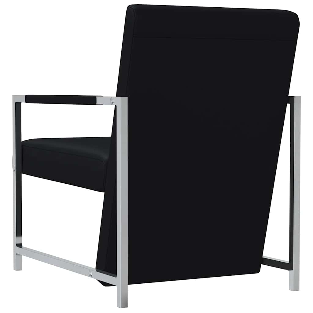 Poltrona a Pozzetto con Gambe Cromate Nera in Similpelle - immagine 7 | SolPatio - Image 7 of 13